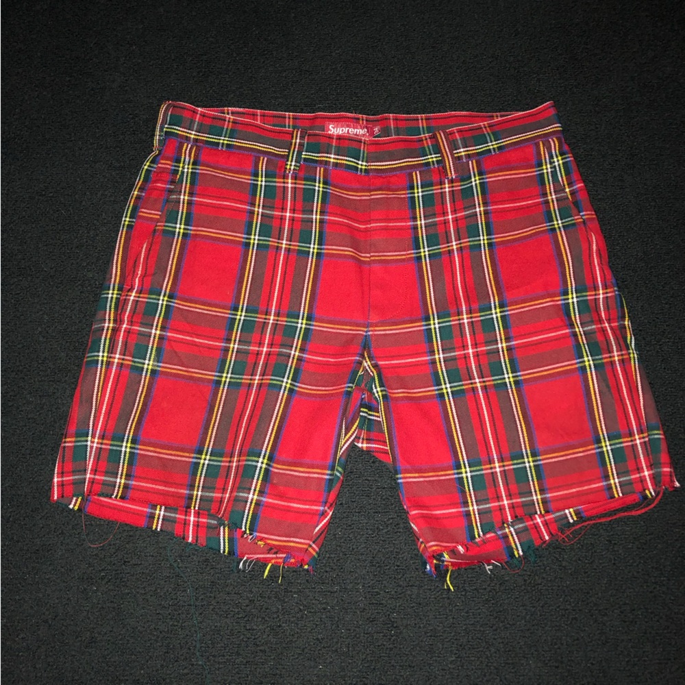 Supreme FW17. Work Pants Cut Off Shorts. Size 34. Red Plaid.